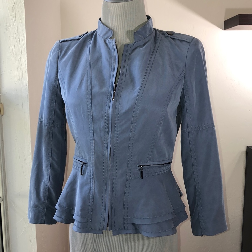WHBM lightweight crop peplum bomber jacket blazer